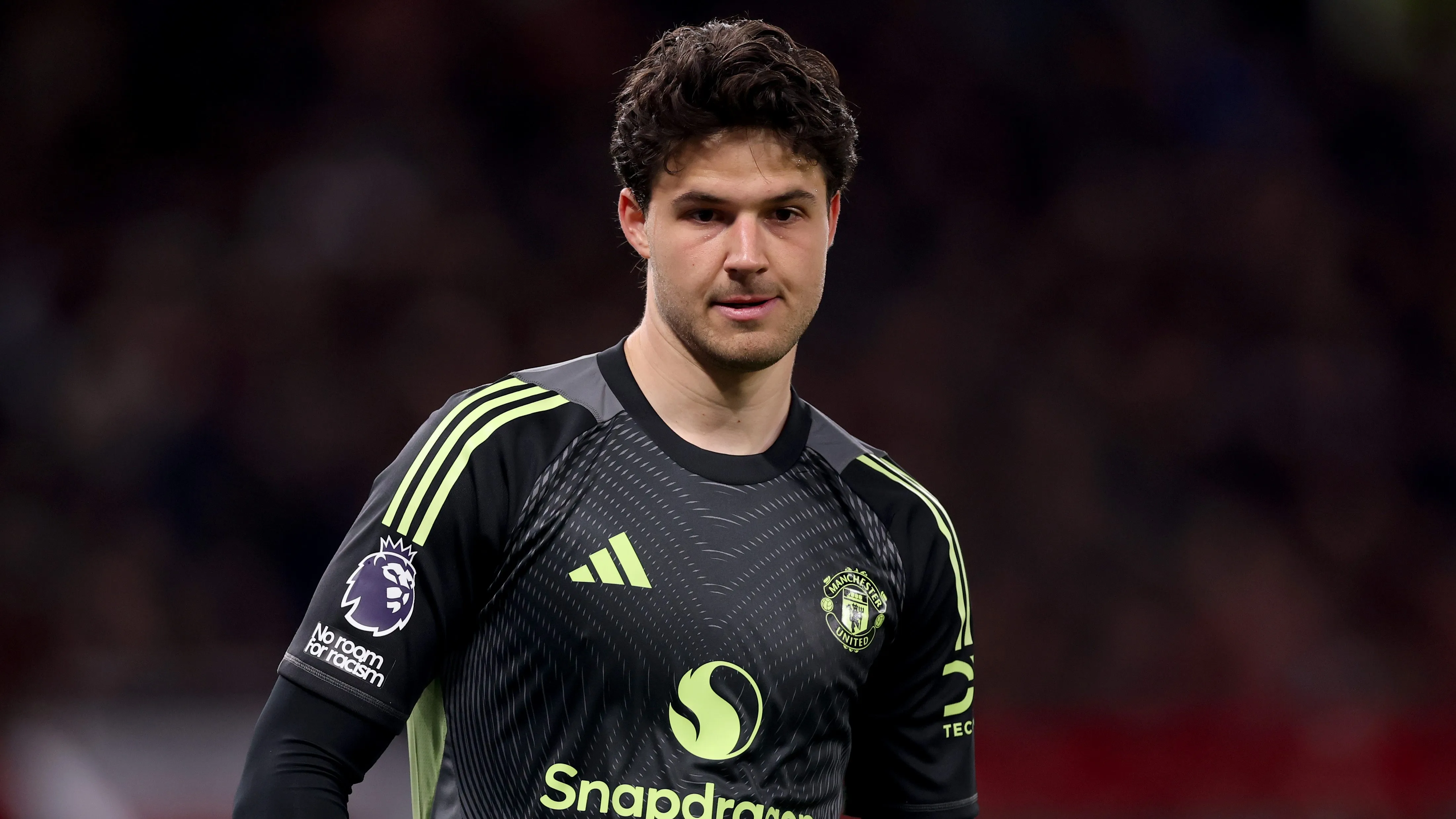 Senne Lammens em jogo do Manchester United. Foto: Carl Recine/Getty Images