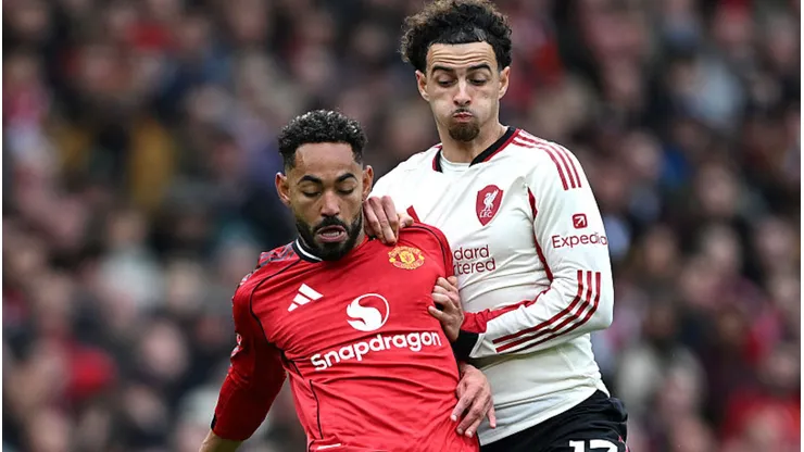 Matheus Cunha foi destaque em Manchester United x Liverpool. Michael Regan/Getty Images.