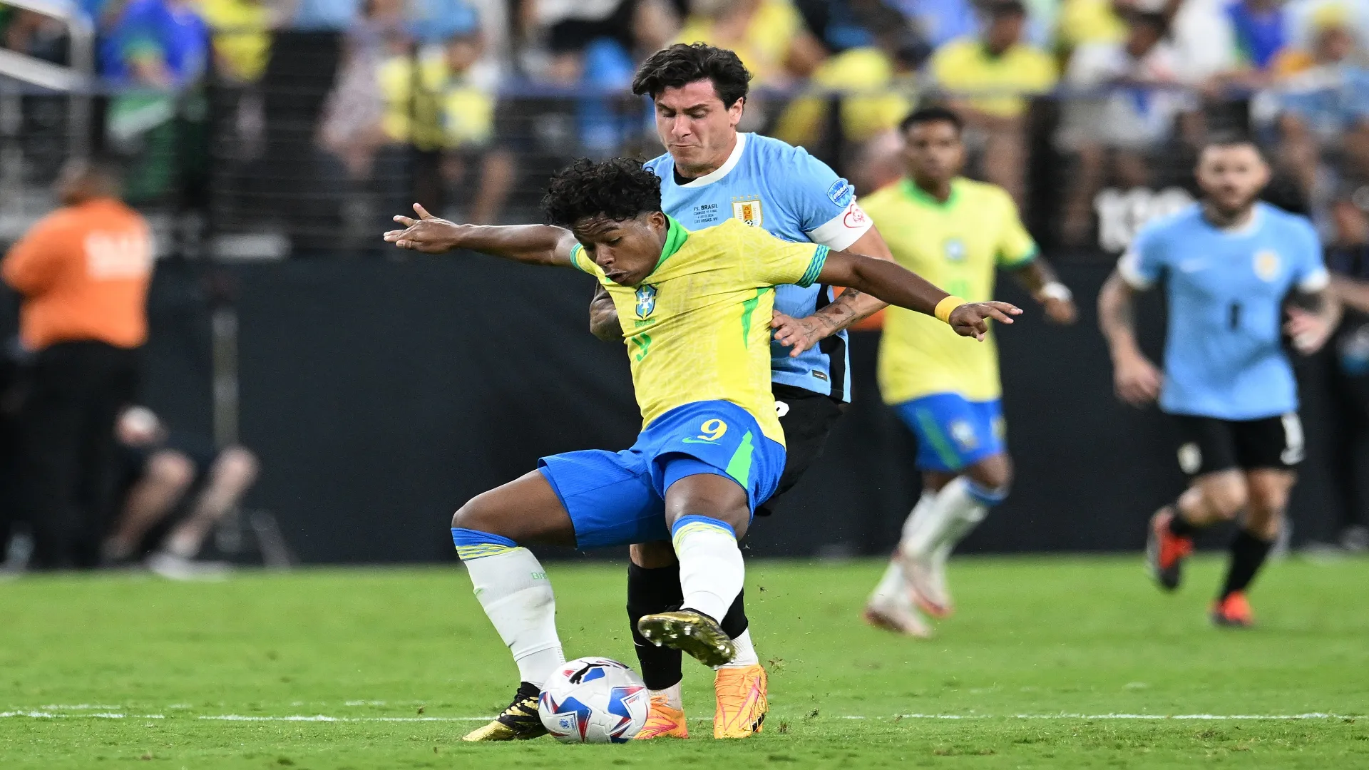 Endrick em partida da Copa América 2024 contra o Uruguai – Candice Ward/Getty Images