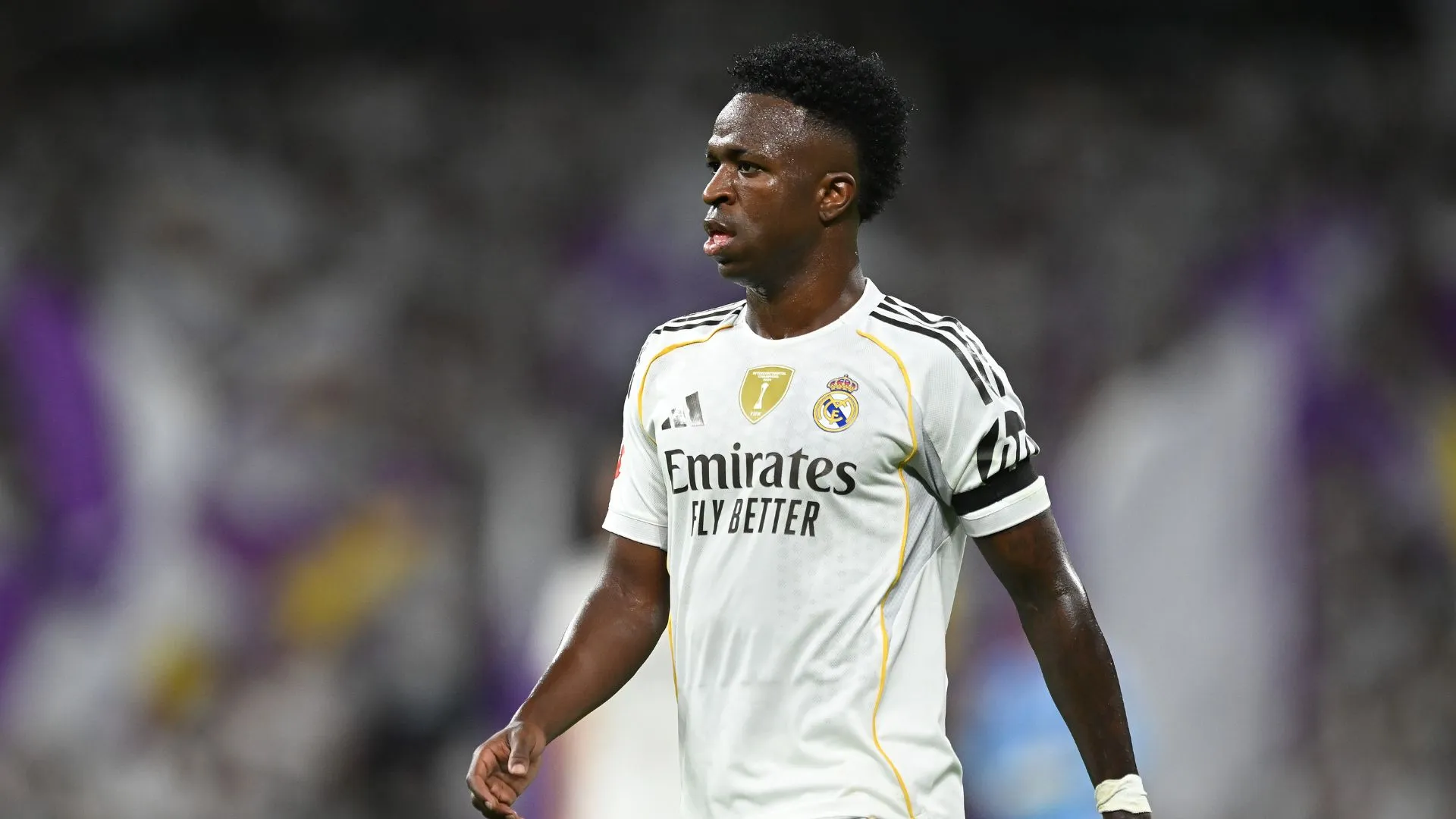 Vini Jr. foi preservado por Arbeloa para o clássico entre Real Madrid e Barcelona (foto: Denis Doyle/Getty Images)
