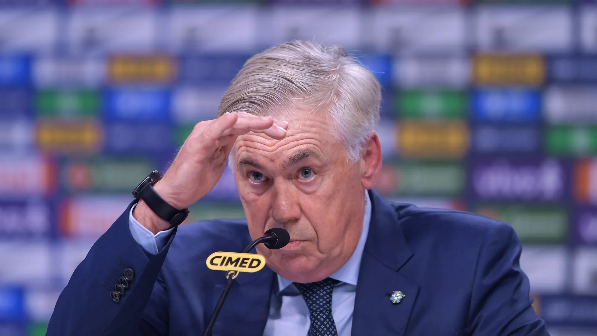Carlo Ancelotti durante coletiva da Seleção Brasileira