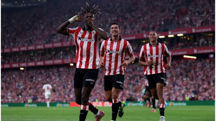 Nico Williams em ação pelo Athletic Bilbao. Foto: Ion Alcoba Beitia/Getty Images