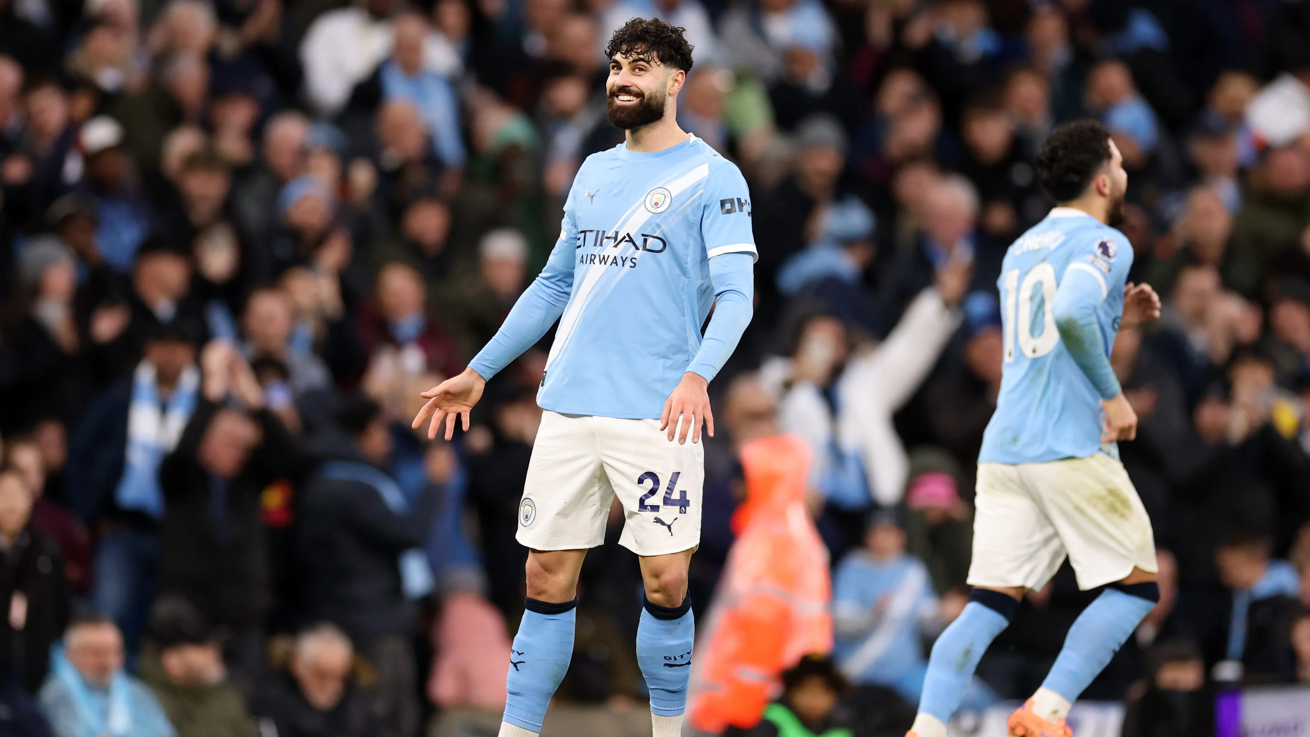 Gvardiol, alvo do Real Madrid, em jogo do Manchester City. Foto: Kate McShane/Getty Images