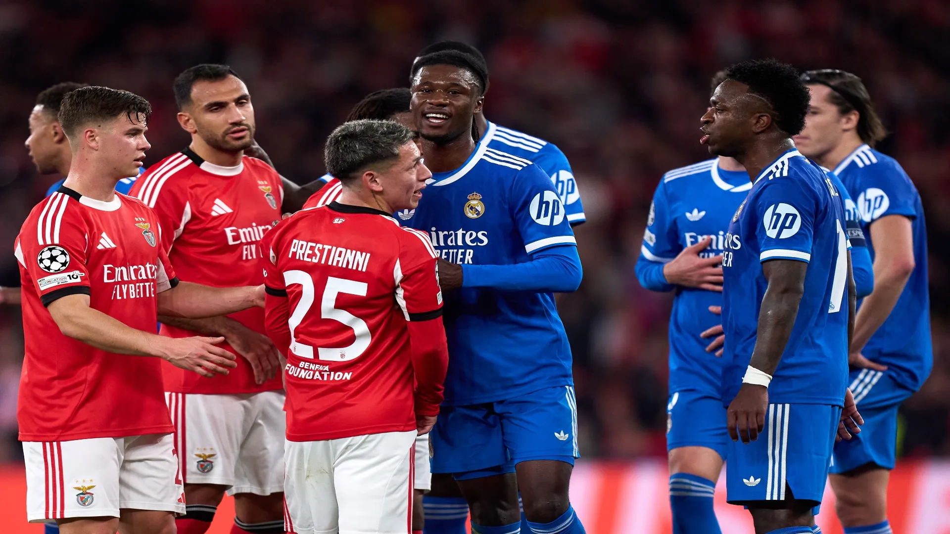 Prestianni e Vini discutem em Benfica e Real Madrid – Angel Martinez/Getty Images