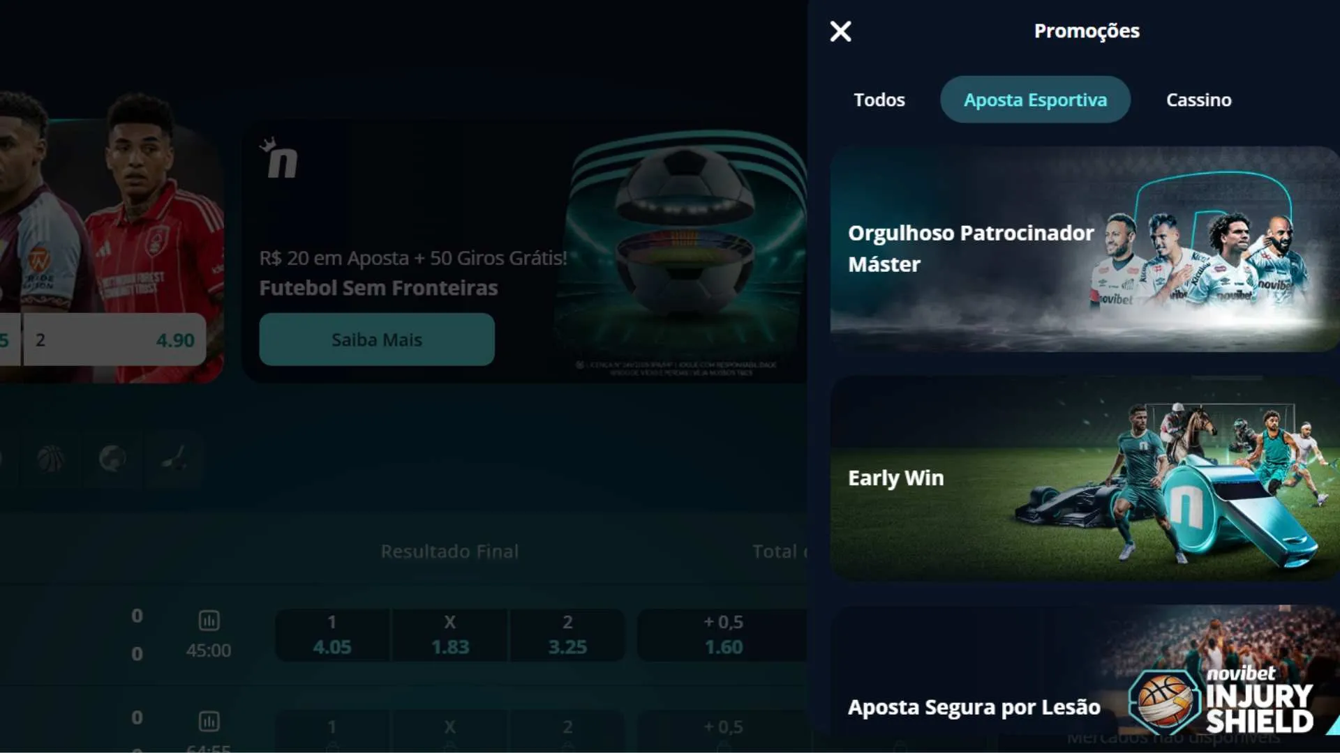 Novibet tem uma área exclusiva para promoções e ofertas (Reprodução)