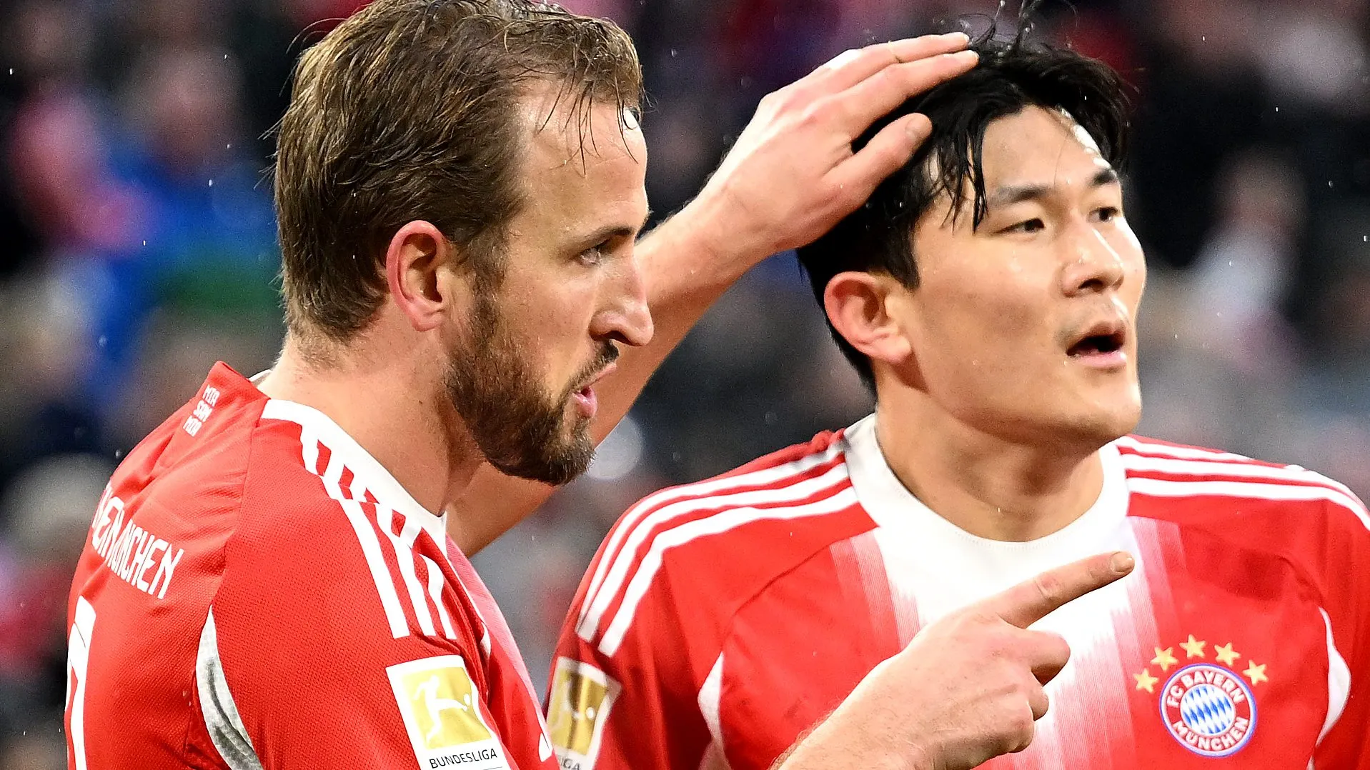 Harry Kane e Kim Min-Jae durante partida do Bayern