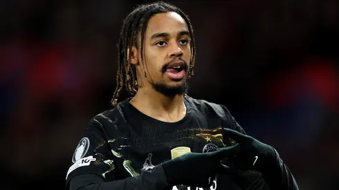 Barcola em campo com as cores do PSG. Foto: Justin Setterfield/Getty Images