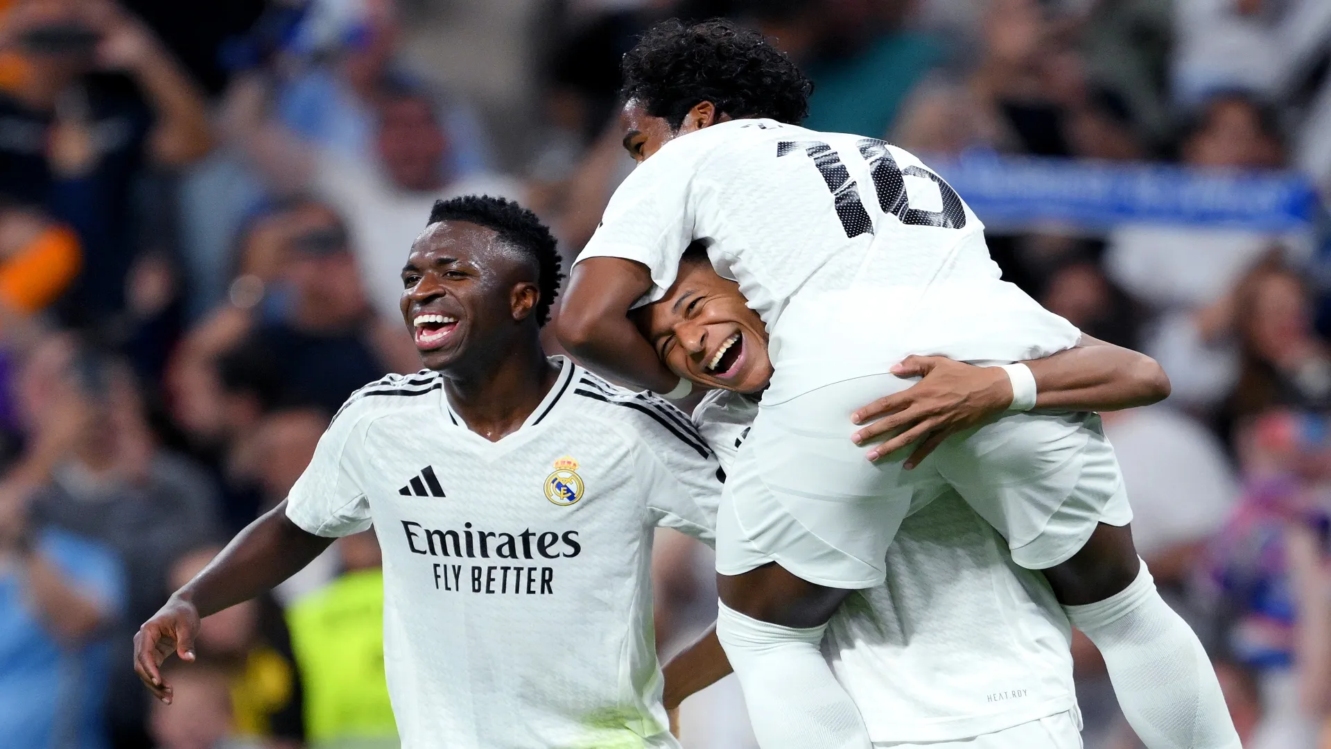 Endrick, Vini e Mbappé em 2024 pelo Real – David Ramos/Getty Images