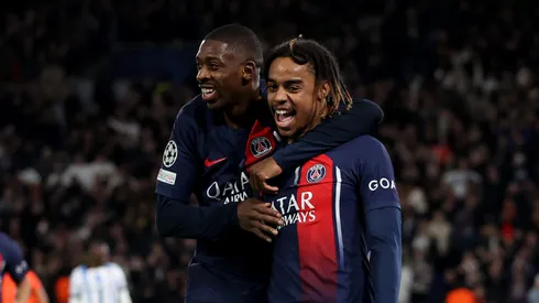 Bradley Barcola e Ousmane Dembélé. (Photo by Alex Pantling/Getty Images)