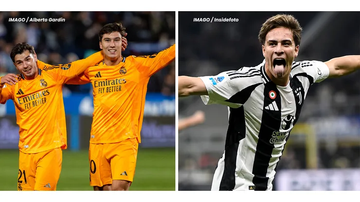Brahim Díaz e Gonzalo García, do Real Madrid (Foto: IMAGO / Alberto Gardin) e Yildiz, da Juventus (Foto: IMAGO / Insidefoto)