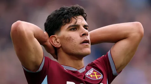 Mateus Fernandes, meio-campista do West Ham. (Photo by Alex Pantling/Getty Images)