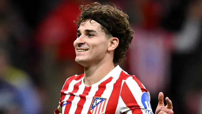 Julián Alvarez durante jogo do Atlético de Madrid