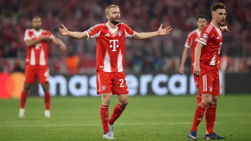 Konrad Laimer durante partida do Bayern de Munique. Foto: Alex Grimm/Getty Images