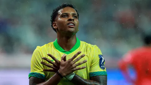 Rodrygo comemora gol com a Seleção Brasileira (Han Myung-Gu/Getty Images)