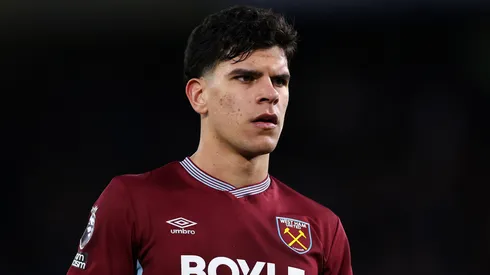 Mateus Fernandes em campo pelo West Ham. Foto: Justin Setterfield/Getty Images