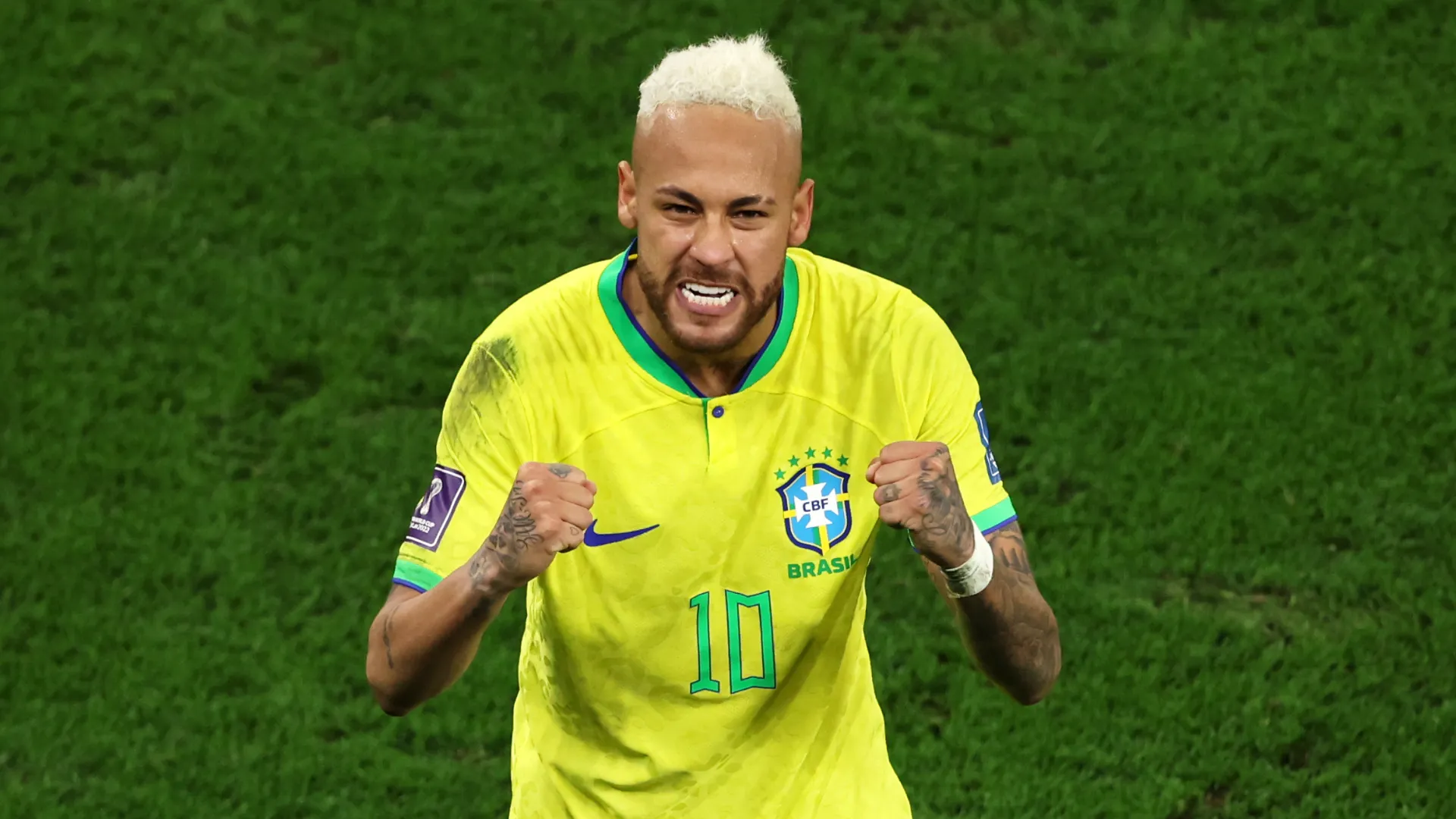 Neymar comemora gol pela Seleção Brasileira
