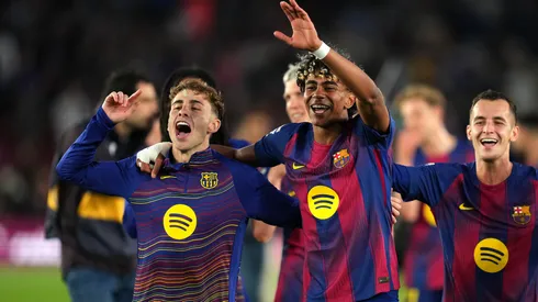 Fermín López e Lamine Yamal, pelo Barcelona. (Foto: Alex Caparros/Getty Images)