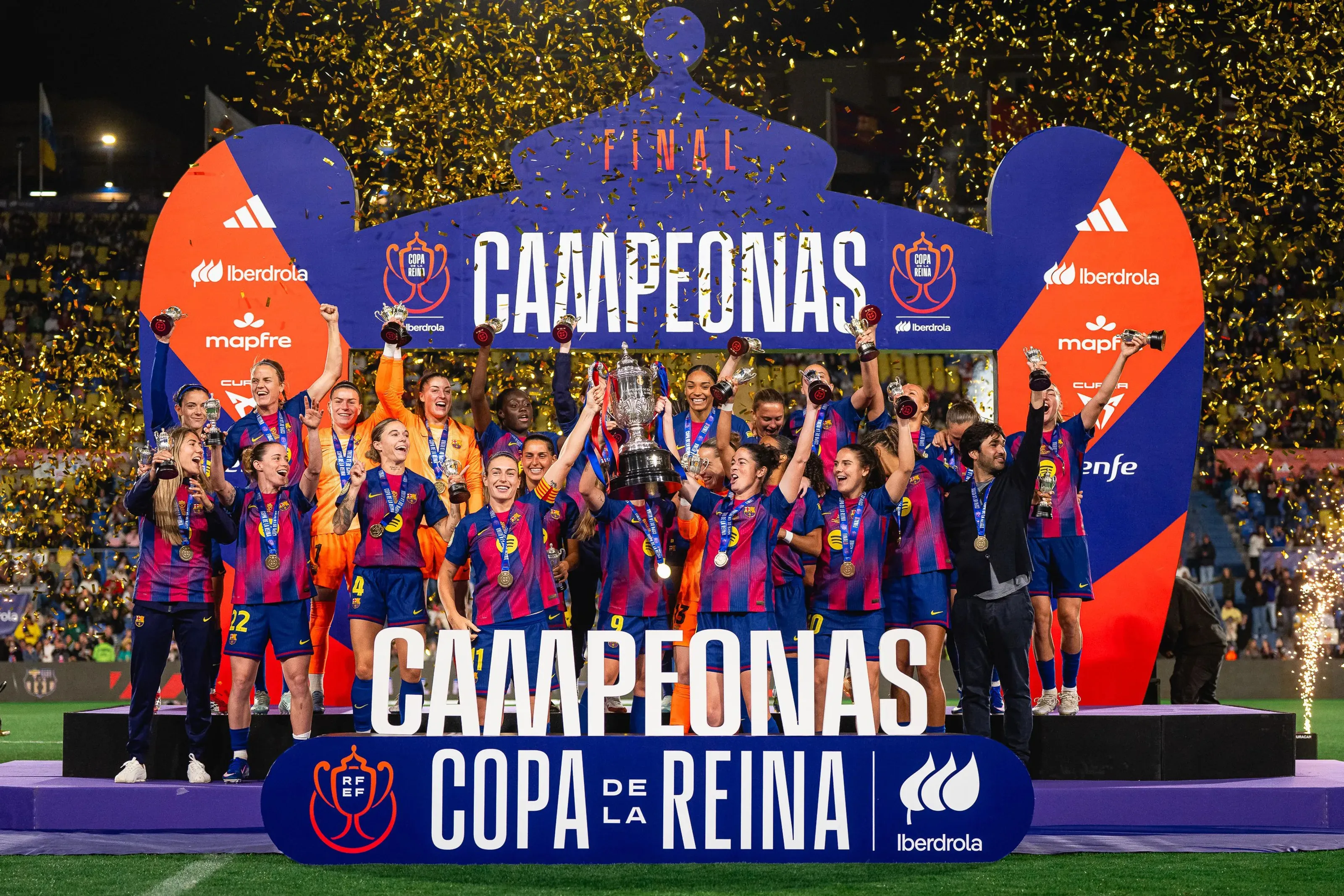 Jogadoras do Barcelona comemorando o título da Copa da Rainha - Foto: German Parga/Barcelona