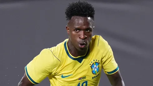 Vini Jr durante jogo da Seleção Brasileira. (Photo by Rich Storry/Getty Images)