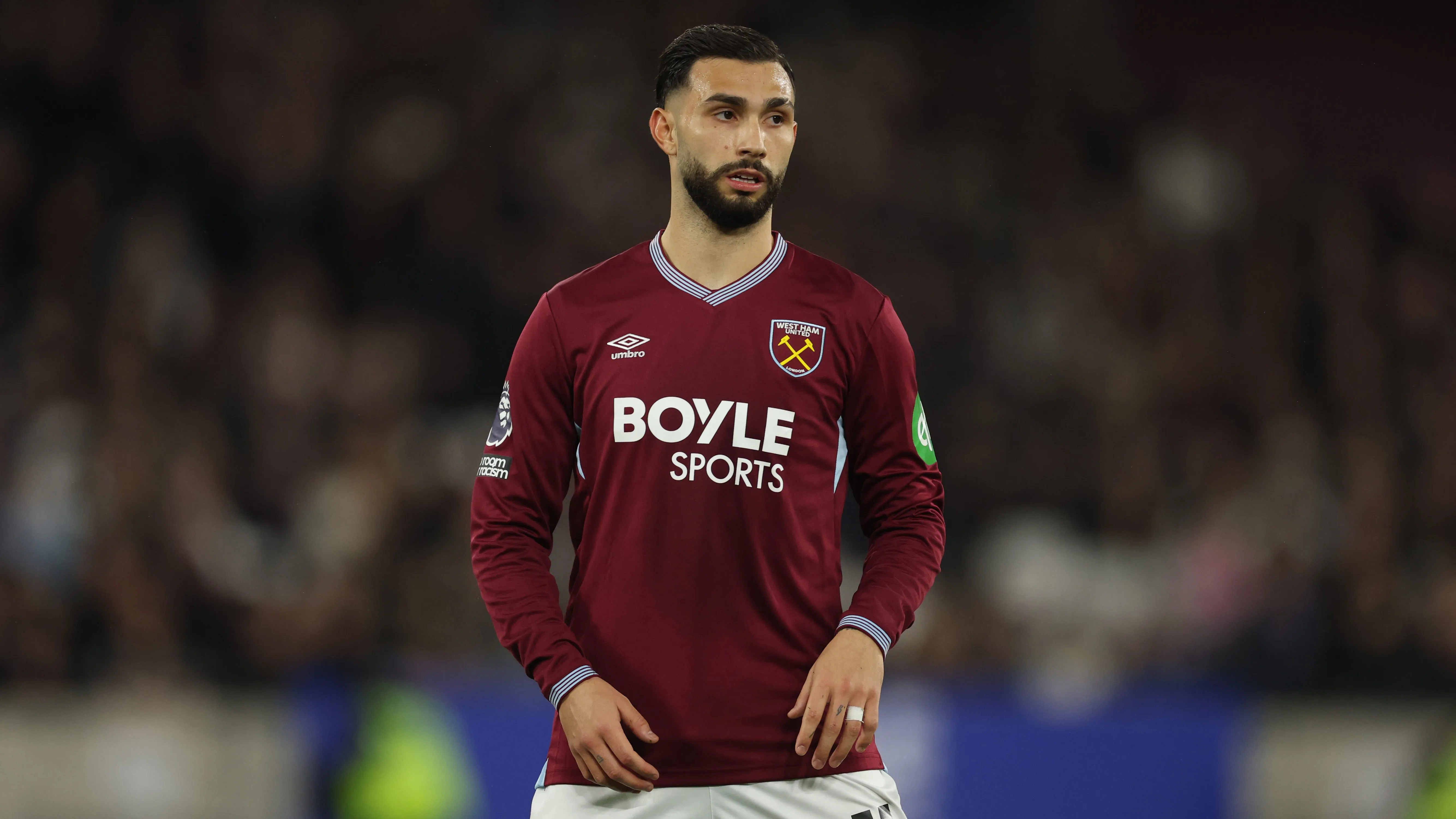 Taty Castellanos, alvo do Flamengo, em jogo do West Ham. Foto: Richard Pelham/Getty Images