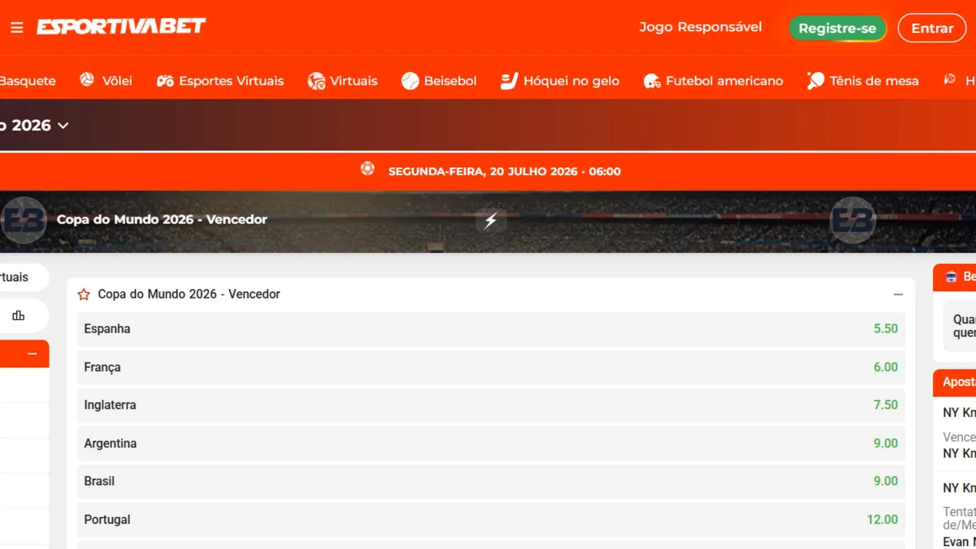 Odds Copa do Mundo (5)