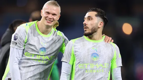 Haaland e Cherki em campo pelo Manchester City. Foto: Alex Livesey/Getty Images