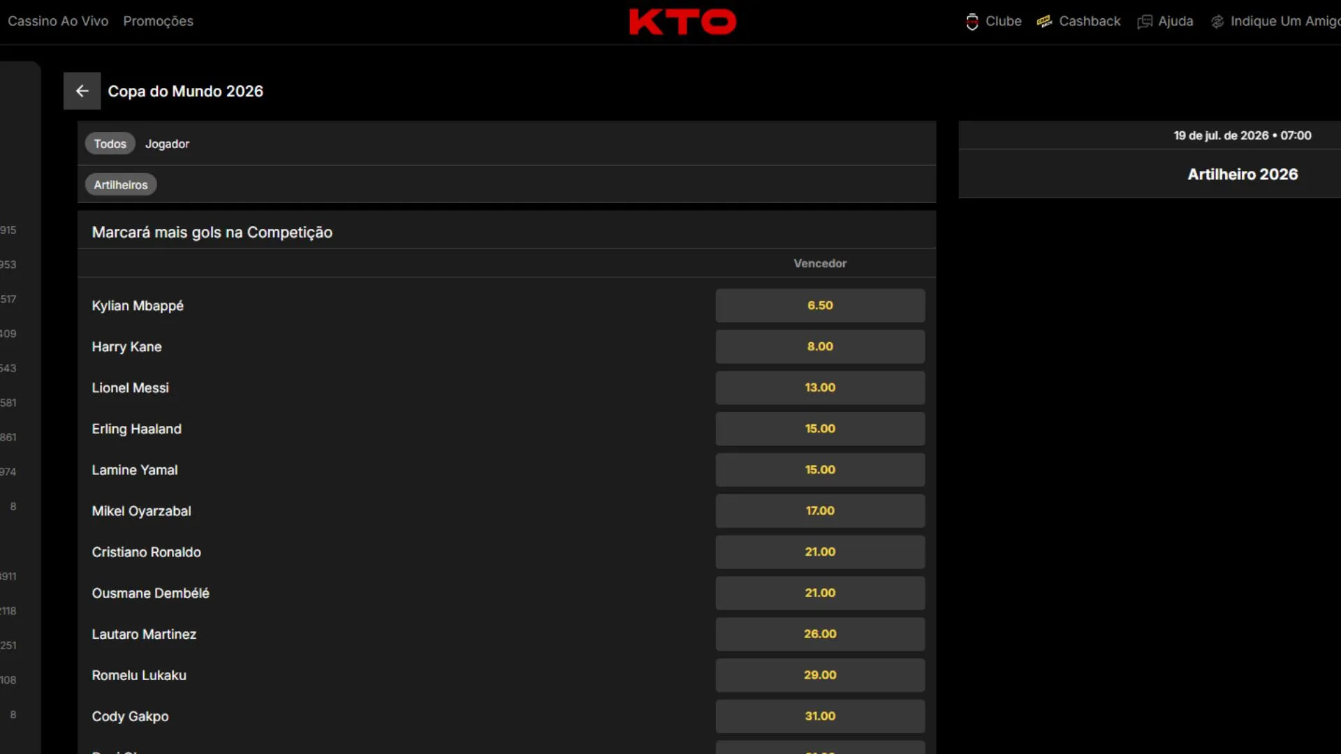 Odds artilheiro Copa do Mundo (3)
