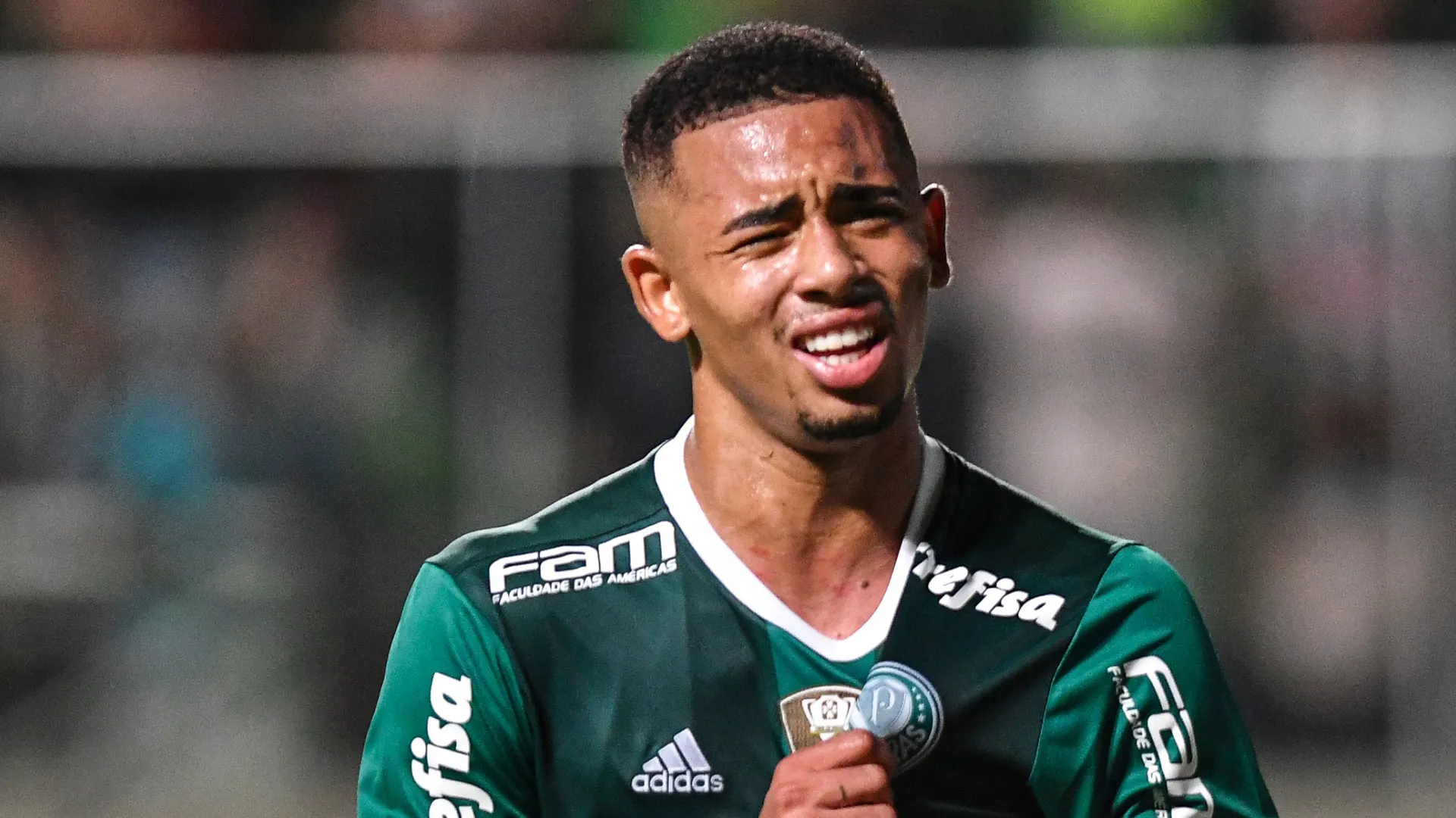 Gabriel Jesus durante partida pelo Palmeiras