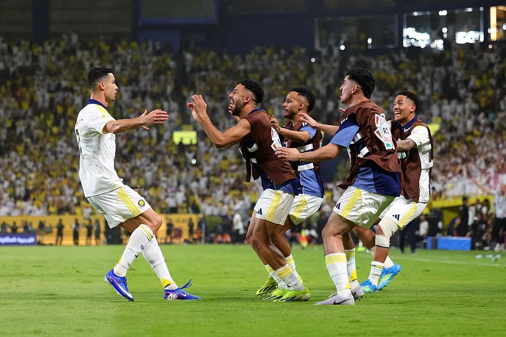 Cristiano Ronaldo comemora gol pelo Al-Nassr. (Photo by Abdullah Ahmed/Getty Images)