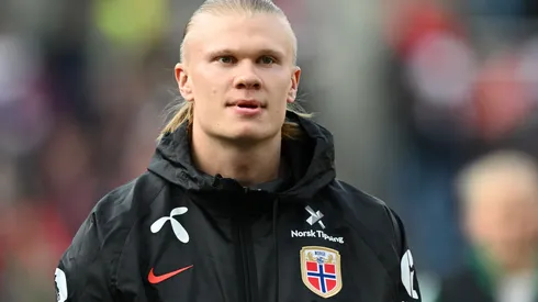 OSLO, NORWAY - MARCH 31: Erling Haaland of Norway looks on prior to the international friendly match between Norway and Switzerland at Ullevaal Stadion on March 31, 2026 in Oslo, Norway. (Photo by Stuart Franklin/Getty Images)