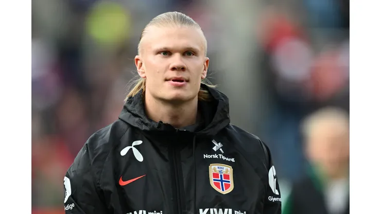 OSLO, NORWAY - MARCH 31: Erling Haaland of Norway looks on prior to the international friendly match between Norway and Switzerland at Ullevaal Stadion on March 31, 2026 in Oslo, Norway. (Photo by Stuart Franklin/Getty Images)