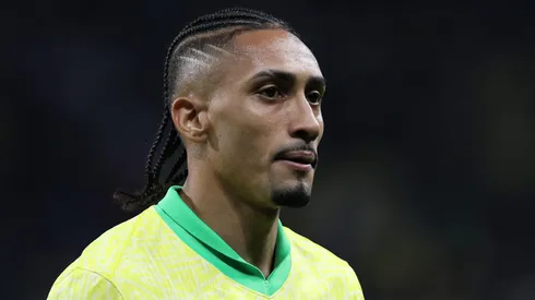 Raphinha em jogo da Seleção. Foto: Ricardo Moreira/Getty Images