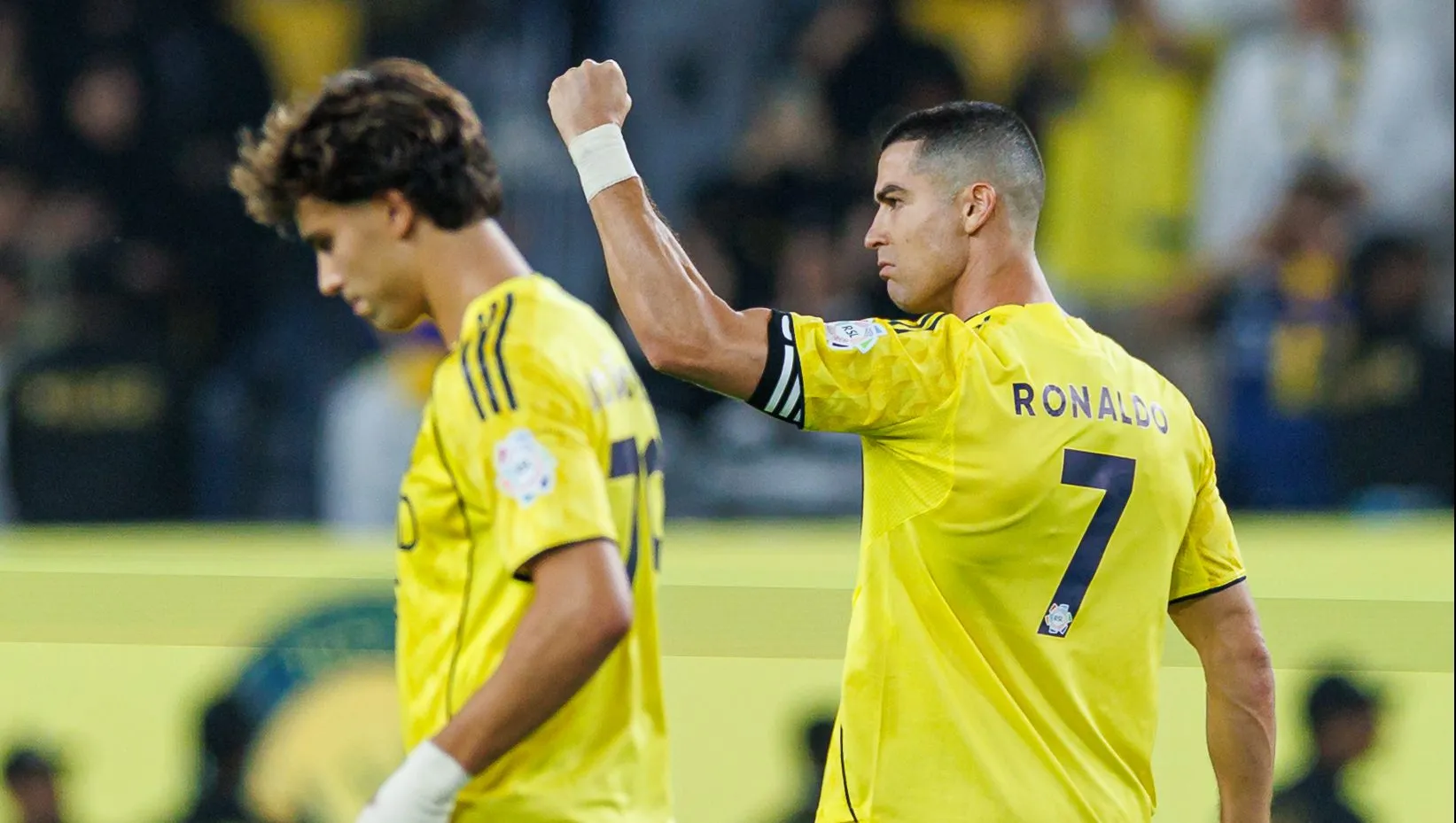 Cristiano Ronaldo e João Félix juntos no Al-Nassr. Foto: Abdullah Ahmed/Getty Images