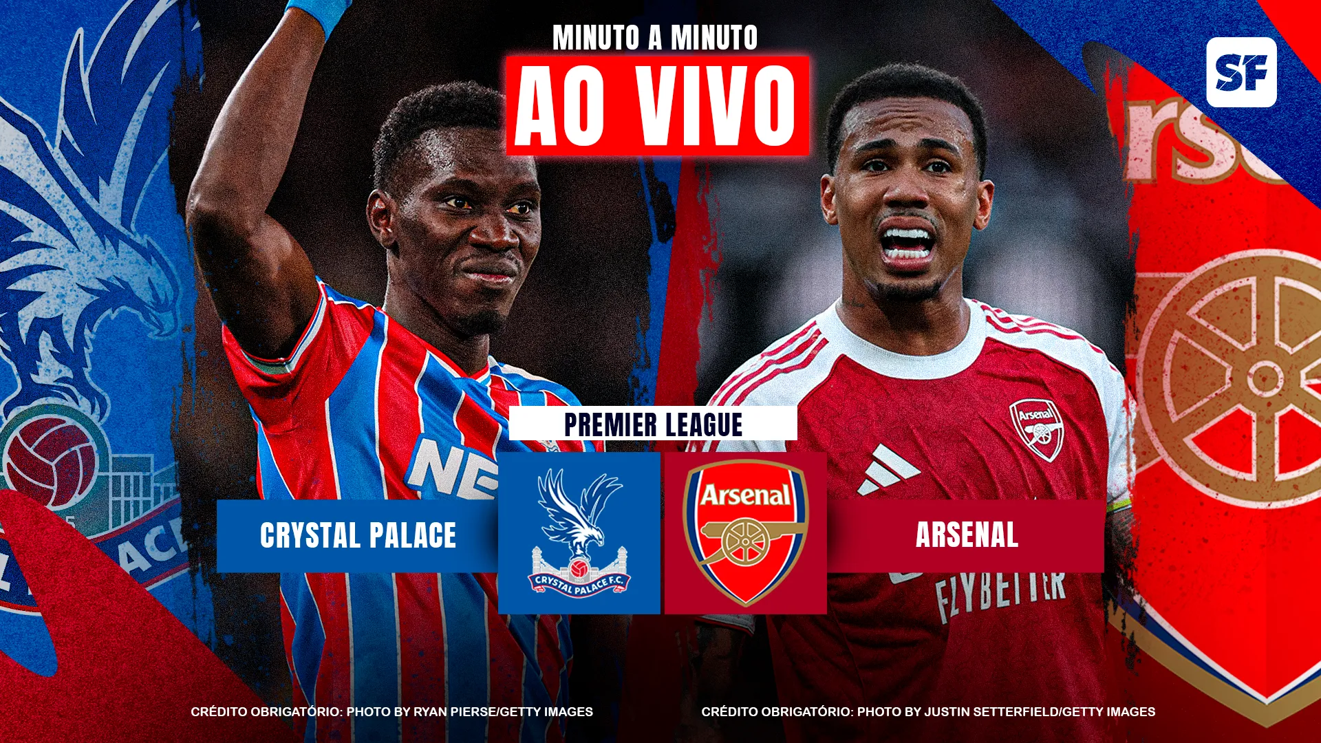 Arte pré-jogo Crystal Palace e Arsenal