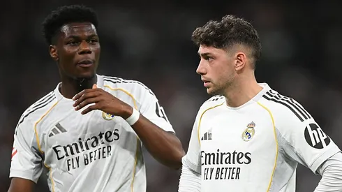 Aurelien Tchouameni e Federico Valverde, do Real Madrid, se envolveram em briga (Foto: Denis Doyle/Getty Images)