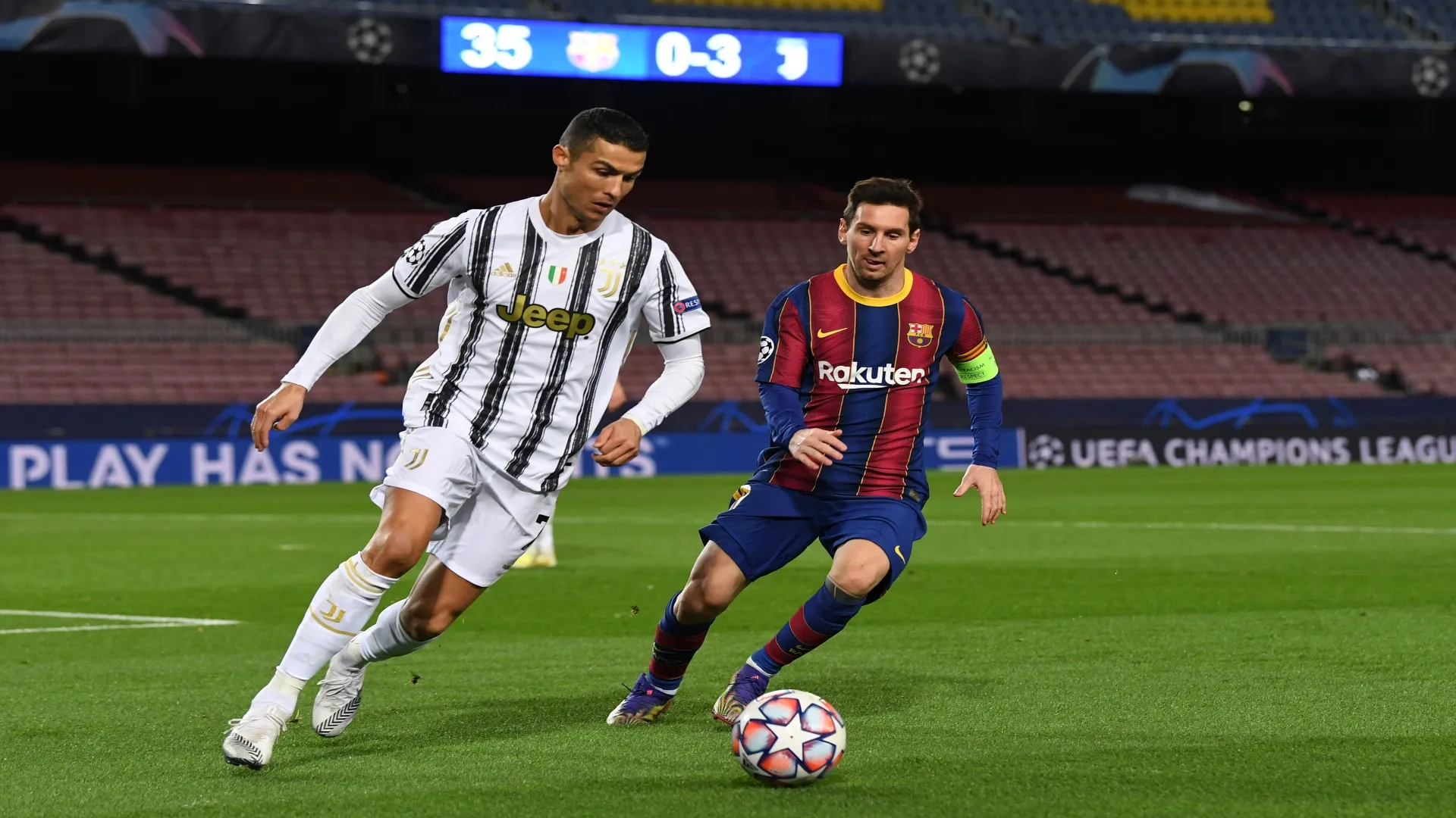 Cristiano Ronaldo e Messi em Juventus e Barcelona em 2020 – David Ramos/Getty Images