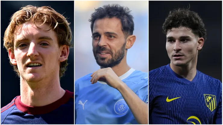 Gordon, Bernardo Silva e Julian Álvarez podem jogar juntos no Barça - Fotos: IMAGO / Pro Sports Images e IMAGO / ZUMA Press Wire