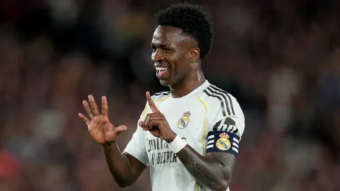 Vini Jr em partida do Real Madrid (Alex Caparros/Getty Images)