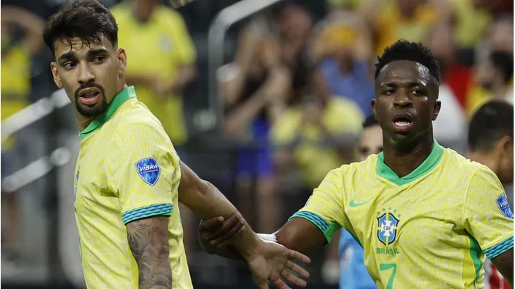 Lucas Paquetá e Vini Jr. (Photo by Kevork Djansezian/Getty Images)