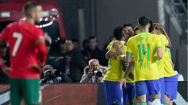 Brasil x Marrocos em amistoso em 2023. Time brasileiro tem vantagem no retrospecto. Foto: Alex Caparros/Getty Images
