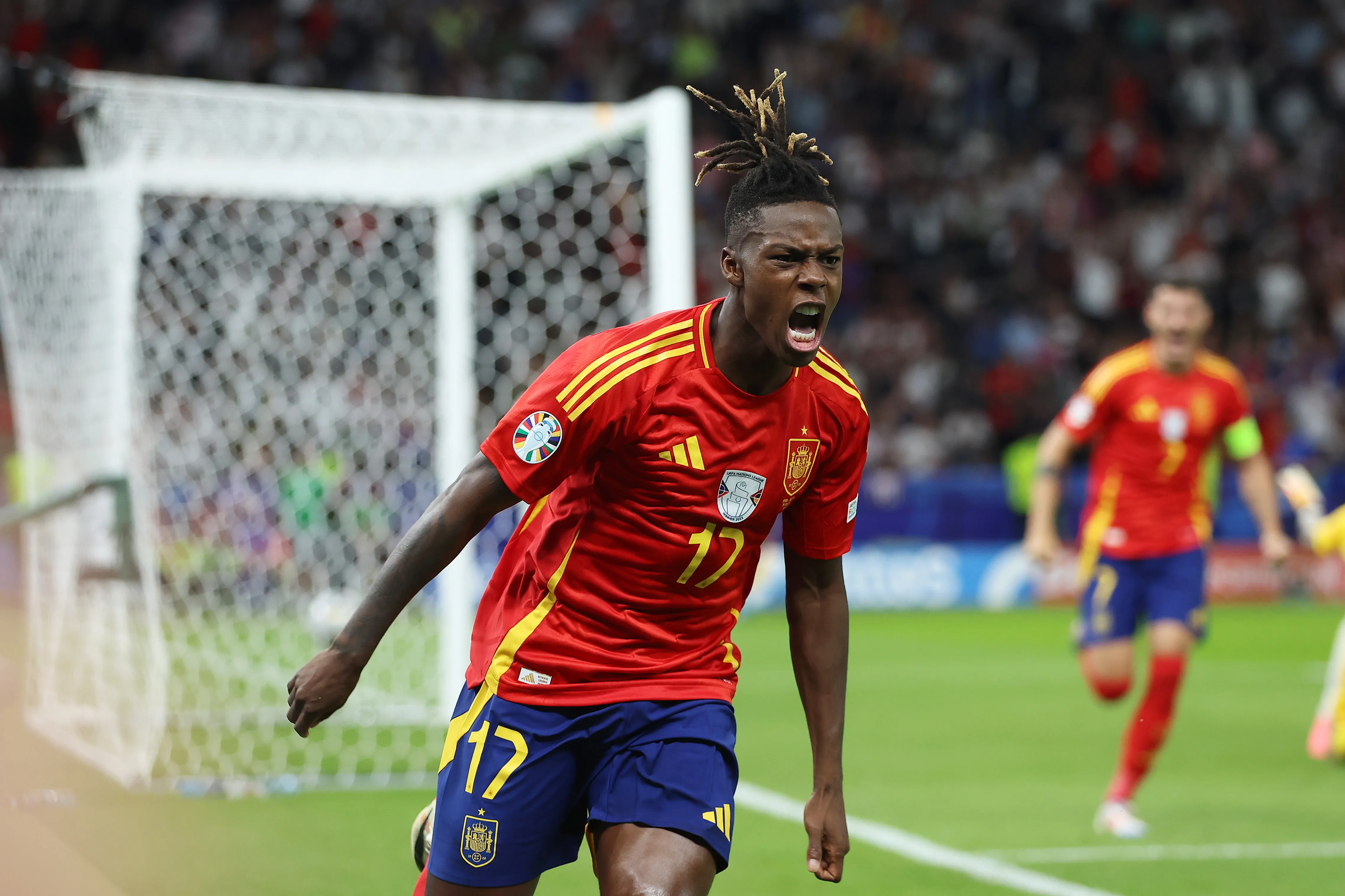 Nico Williams em campo pela Espanha (Foto: Richard Pelham/Getty Images)