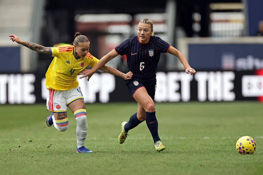 Ana Guzmán atuando pela Colômbia - Foto: Adam Hunger/Getty Images