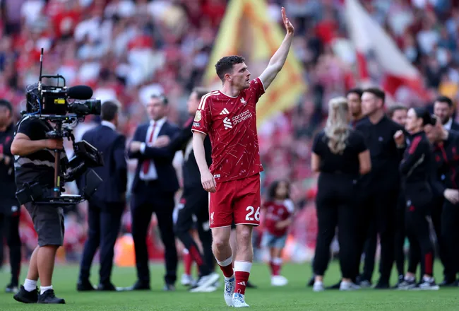 Andy Robertson em sua última aparição pelo Liverpool. Foto: Naomi Baker/Getty Images