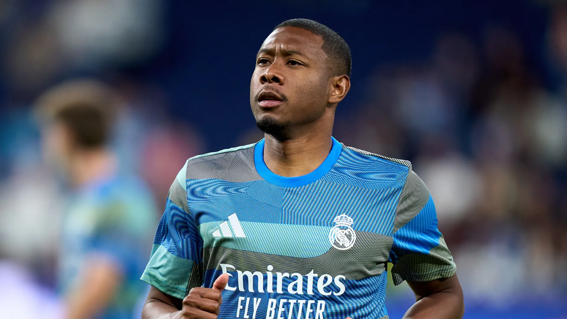 David Alaba em aquecimento pelo Real Madrid
