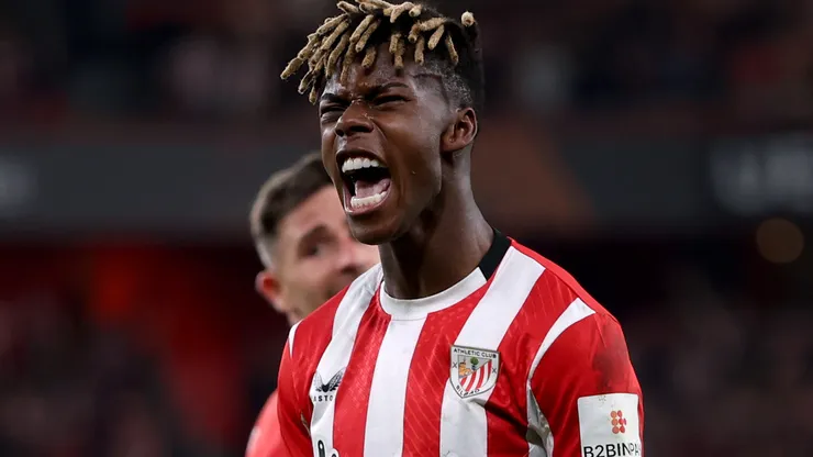 Nico Williams em campo pelo Athletic. Foto: Ion Alcoba Beitia/Getty Images