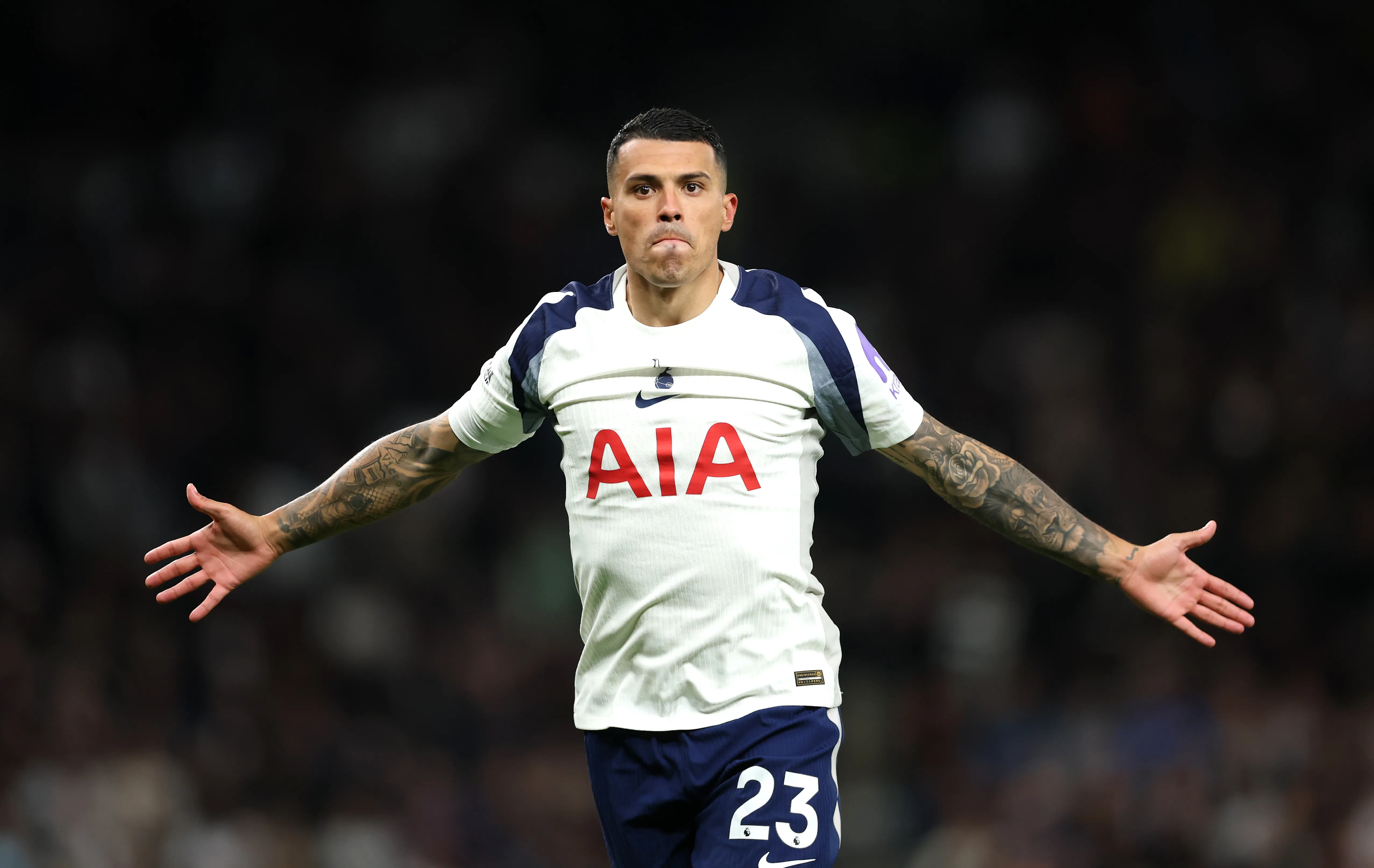 Pedro Porro, do Tottenham. (Photo by Alex Pantling/Getty Images)