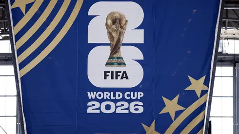 Placa da Copa do Mundo dentro do Dallas Stadium. Foto: Stacy Revere/Getty Images