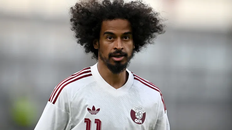 Akrim Afif em campo pelo Catar. Foto: Charles McQuillan/Getty Images