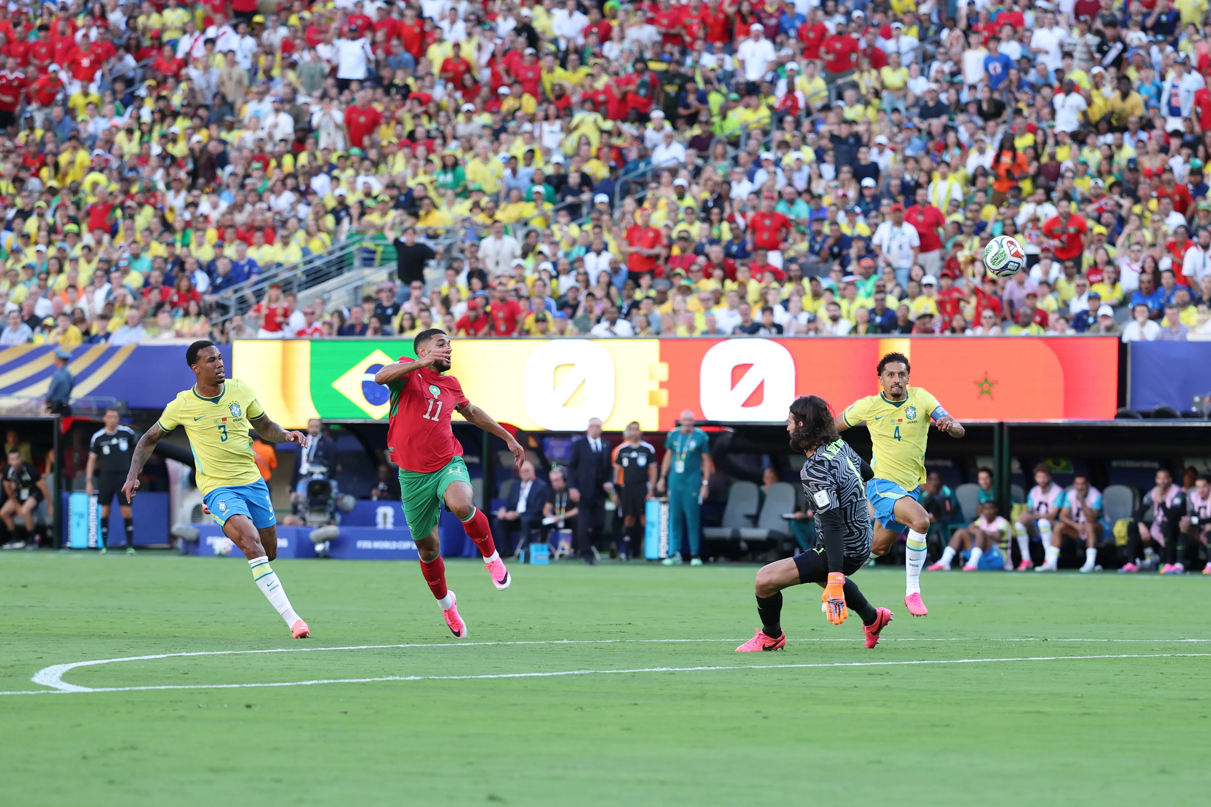 Saibari marca o gol de Marrocos contra o Brasil (Photo by Dan Mullan/Getty Images)