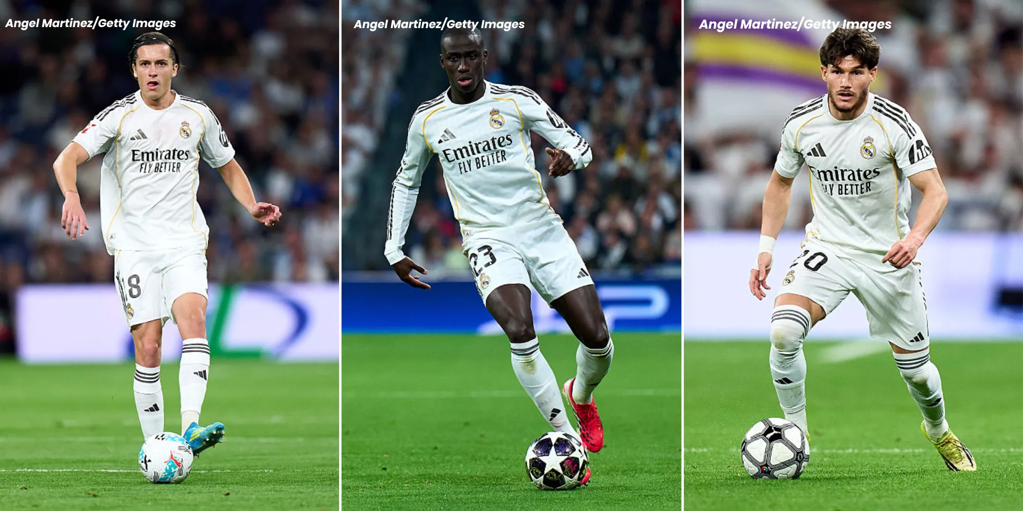 Carreras, Mendy e Fran Garcia pelo Real Madrid.